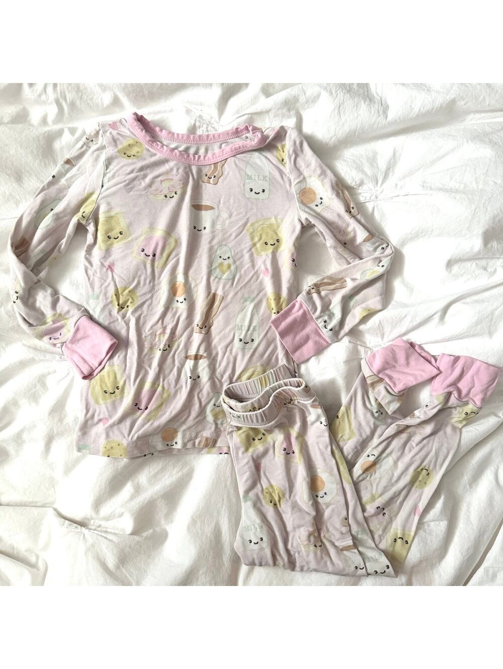 Caden Lane Pink Breakfast Two Piece Bamboo Pajamas